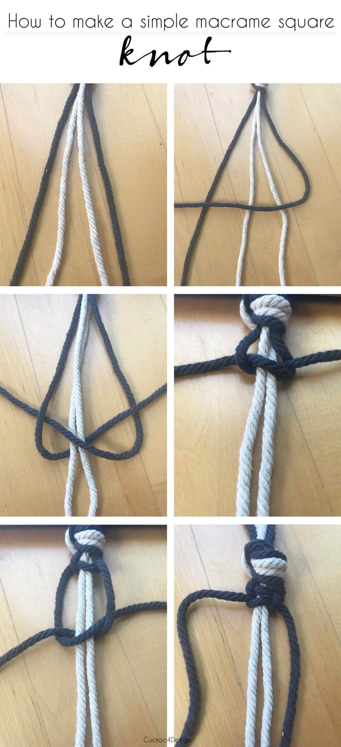 cómo atar un nudo de macrame square